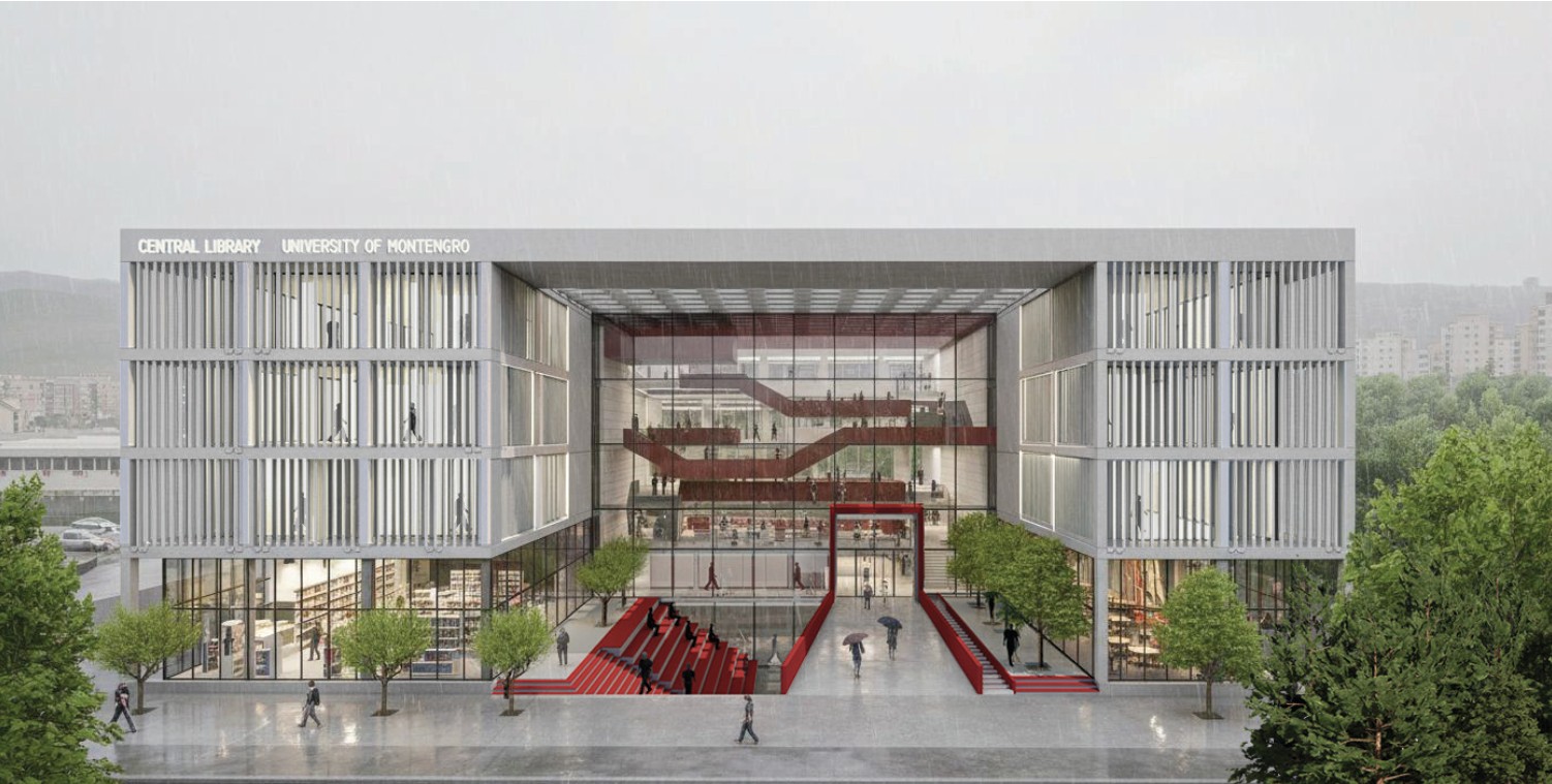 Montenegro library competition design framing a public courtyard